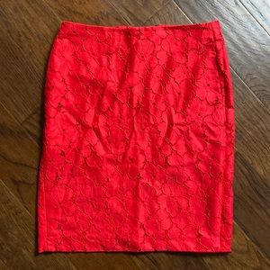 Red lace/eyelet pencil skirt - Banana Republic, size 6